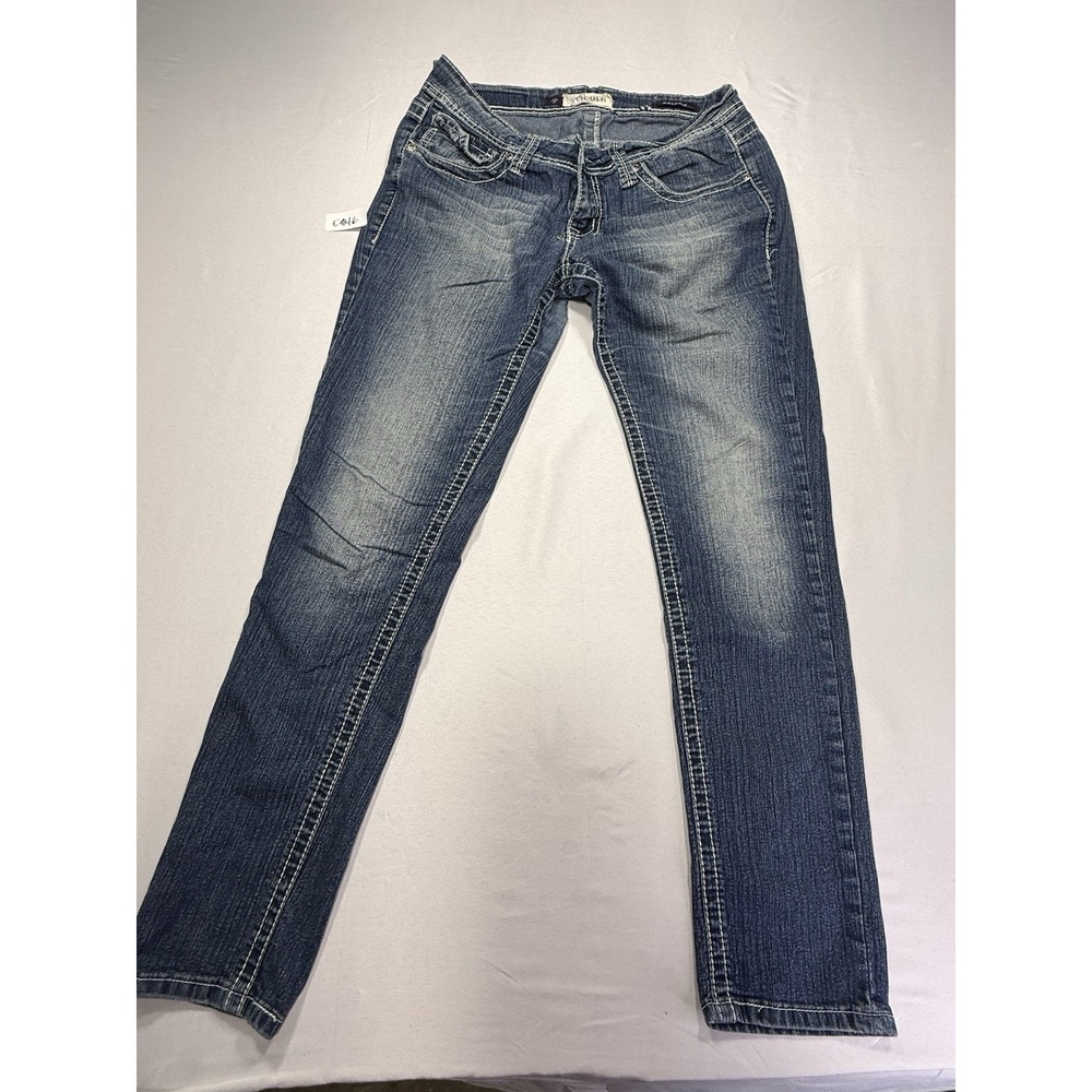 Vigold Women's Denim Skinny Jeans Slim Fit Embroidered Button 5-Pocket S 7/8